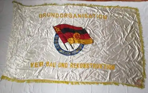 Seltene DDR Fahne DSF Grundorganisation VEB Bau und Rekonstruktion (102545)