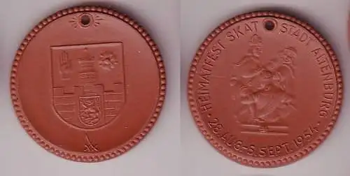 braune DDR Porzellan Medaille Heimatfest Skat Stadt Altenburg 1954