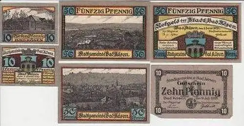 6 Banknoten Notgeld Stadt Bad Kösen 1921