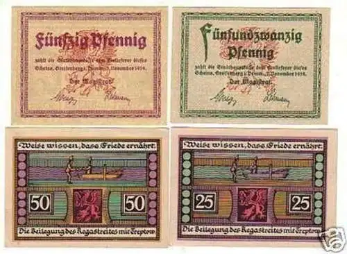 4 Banknoten Notgeld Stadt Greifenberg 1919/1921