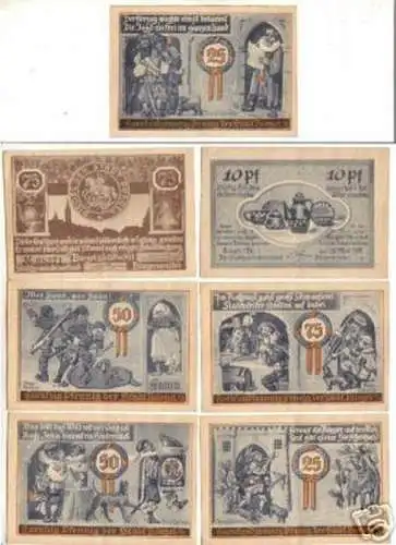 6 Banknoten Notgeld der Stadt Bürgel Thüringen 1921