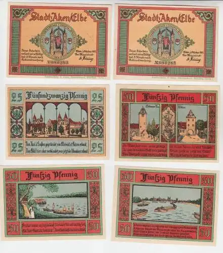 6 Banknoten Notgeld Stadt Aken 1921