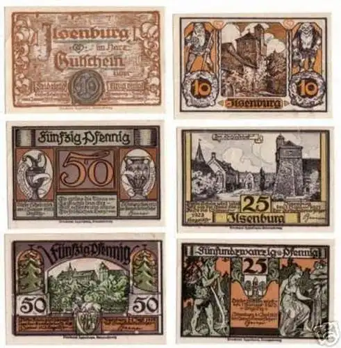 6 Banknoten Notgeld Gemeinde Ilsenburg am Harz 1921