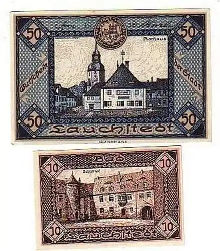 2 Banknoten Notgeld Stadt Bad Lauchstedt 1919