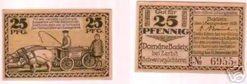 Banknote Notgeld Domäne Badetz bei Zerbst 1918