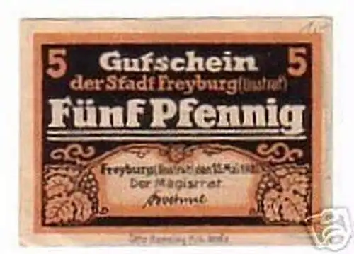 5 Pf. Banknote Notgeld der Stadt Freyburg Unstrut 1920