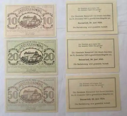 3 Banknoten Notgeld Gemeinde Rannriedl 1920