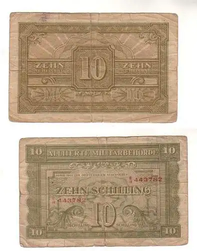 Alte 10 Schilling Banknote Alliierte Militärbehörde Österreich 1944