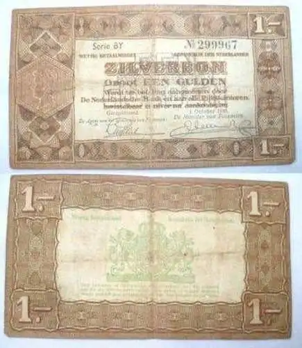 Banknote 1 Gulden Zilverbon Niederlande 1938