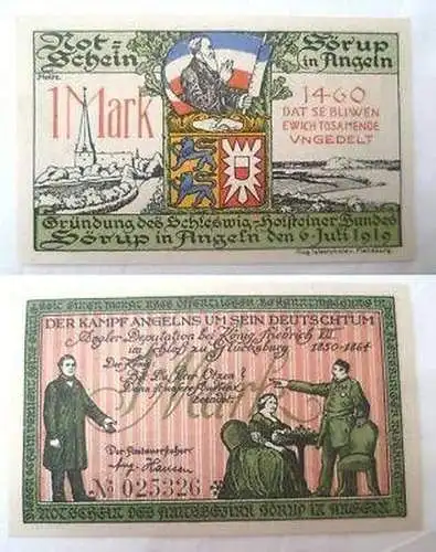 1 Mark Banknote Notgeld Sörup in Angeln 1919