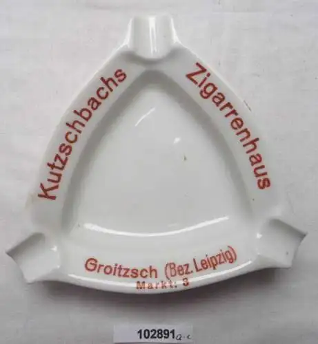 alter Porzellan Aschenbecher Kutzschbachs Zigarrenhaus Groitzsch um 1920