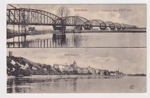 901671 Feldpost Ak Graudenz Grudziadz - Weichselseite und -Brücke 1915