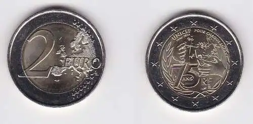 2 Euro Gedenkmünze Frankreich 75 Jahre Unicef 2021 Stgl. (120298)