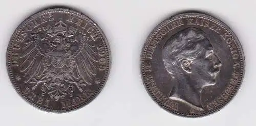 3 Mark Silbermünze Preussen Kaiser Wilhelm II 1909 A Jäger 103 (135190)