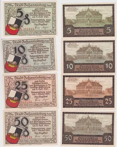 4 Banknoten Notgeld Stadt Johannisburg in Ostpreussen 1.10.1921 (146638)