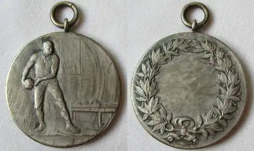 Versilberte Sport Medaille KegelnLorbeerkranz um 1925 (142144)