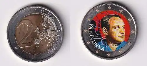 2 Euro Bi-Metall Farb Münze Finnland 100. Geburtstag Väinö Linna 2020 (166012)