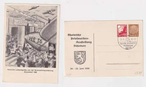 905779 Ganzsache Luftpostgrüße von der Briefmarkenausstellung Düsseldorf 1936