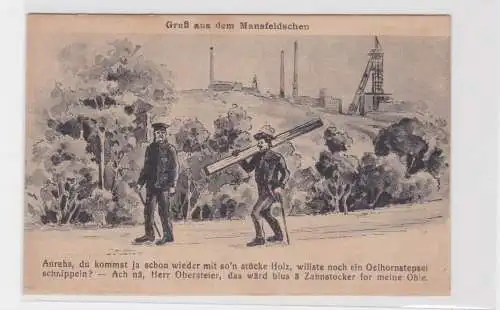 906650 Humor Ak Gruß aus dem Mansfeldschen um 1920