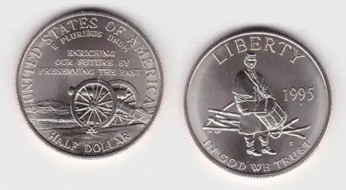 1/2 Dollar Kupfer-Nickel Münze USA Gedenkstätte Gettysburg 1995 (129476)