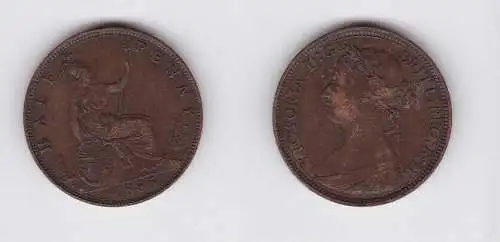 1/2 Penny Bronze Münze Großbritannien Britannia Victoria 1885 (130621)