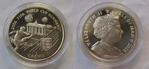 1 Crown Silbermünze Isle of Man 2005 Fussball WM in Deutschland 2006 (120171)