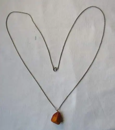 Elegante 835er Silber Kette mit Bernstein Anhänger Amber Necklace (121853)