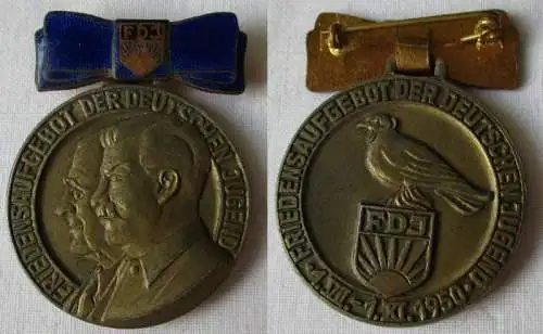 DDR Medaille Friedensaufgebot der Deutschen Jugend FDJ 1950 (129239)