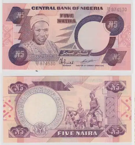 5 Naira Banknote Central Bank of Nigeria 1984-2000 kassenfrisch UNC (151603)