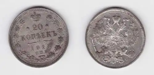 20 Kopeken Silber Münze Russland 1913 ss (152596)