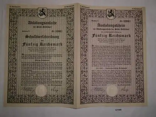 50 RM Auslosungsschein Ablösungsanleihe der Stadt Düsseldorf 1.7.1927 (127088)