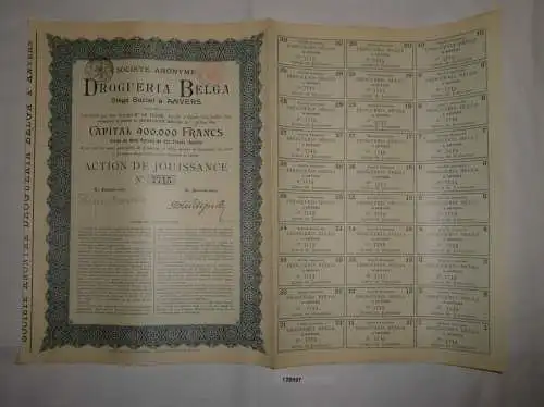 225 Franc Aktie Belgische Drogerie Gesellschaft Antwerpen Juli 1895 (128997)