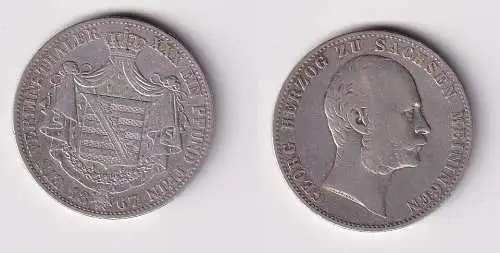 1 Vereinstaler Silber Münze Sachsen Meiningen Herzog Georg 1867 f.ss (143171)