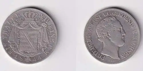 1 Taler Silber Münze Sachsen Friedrich August 1844 G f.ss (114789)