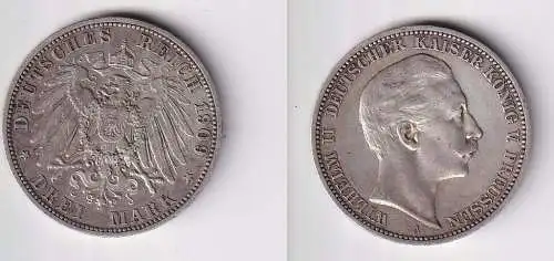 3 Mark Silbermünze Preussen Kaiser Wilhelm II 1909 A Jäger 103 ss (153636)