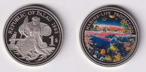 1 Dollar Farbmünze Palau Marine-Life Protection 1993 (158595)