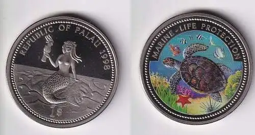 1 Dollar Farbmünze Palau Marine-Life Protection 1998 (153655)