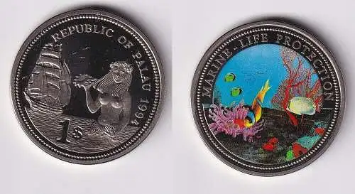 1 Dollar Farbmünze Palau Marine-Life Protection 1994 (152311)