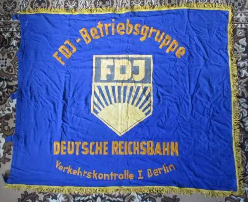 DDR Fahne FDJ Betriebsgruppe Dt. Reichsbahn Verkehrskontrolle 1 Berlin (162158)