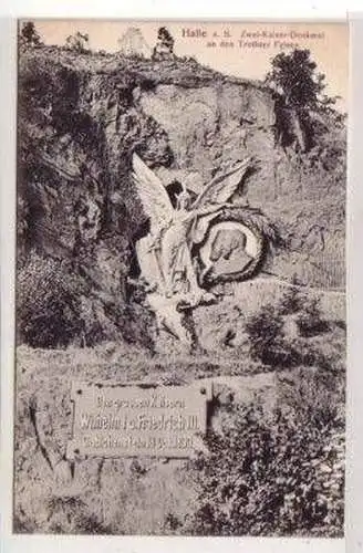 47785 Ak Halle a.S. zwei Kaiser Denkmal 1909