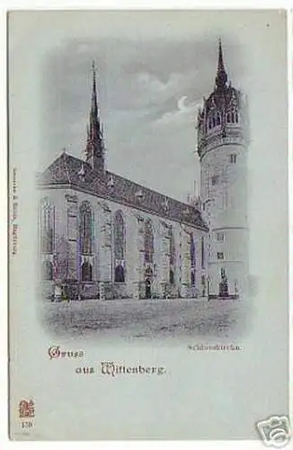 08734 Mondscheinkarte Gruß aus Wittenberg Schlosskirche