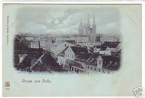 07762 Mondscheinkarte Gruss aus Halle an der Saale 1900