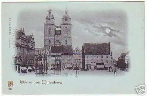 08733 Mondscheinkarte Gruß aus Wittenberg um 1900