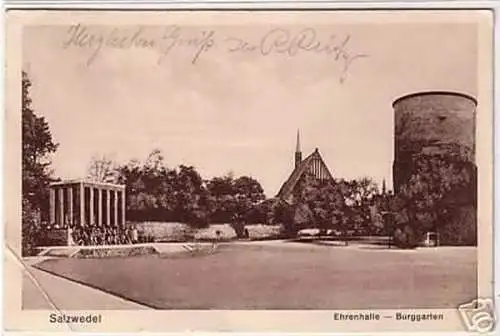 17533 Ak Salzwedel Ehrenhalle Burggarten 1928