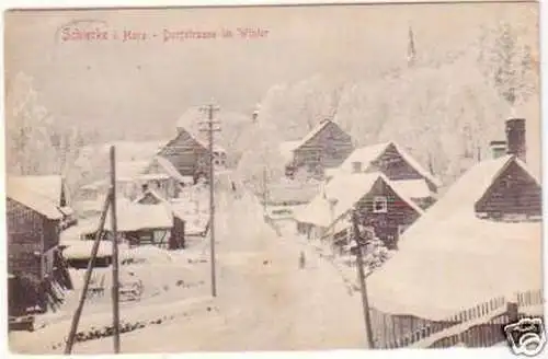 19679 Ak Schierke im Harz Dorfstraße im Winter 1910