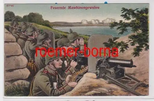 86348 Künstler Ak Feuernde Maschinengewehre, Feldpost 1916