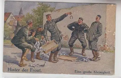 36870 Feldpost Künstler Ak Arthur Thiele Hinter der Front eine große Kleinigkeit