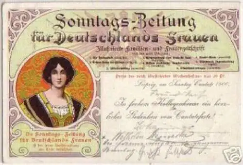 14063 Reklame Ak Lithographie Sonntags Zeitung 1900