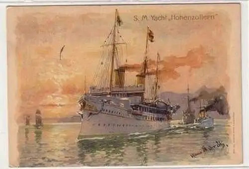 14736 Künstler Ak S.M. Yacht "Hohenzollern" 1911