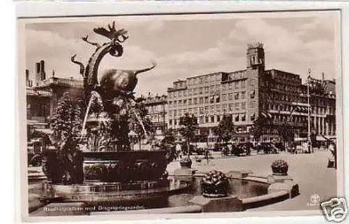 30414 Ak Kobenhagen Rathausplatz mit Springbrunnen 1936